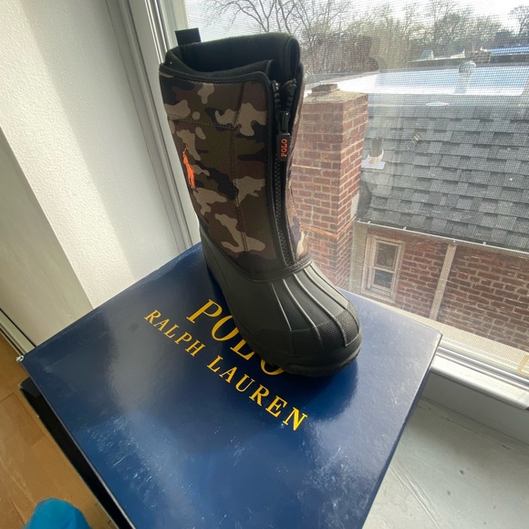 Ralph Lauren Black and Olive Camo Quilo Zip Boots